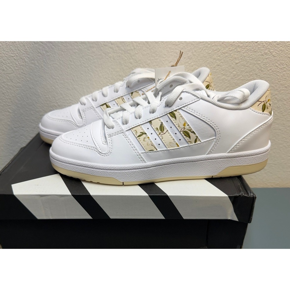 Adidas Break Start Low W Womens White Floral Sneakers JR1477 Size 7.5 NEW